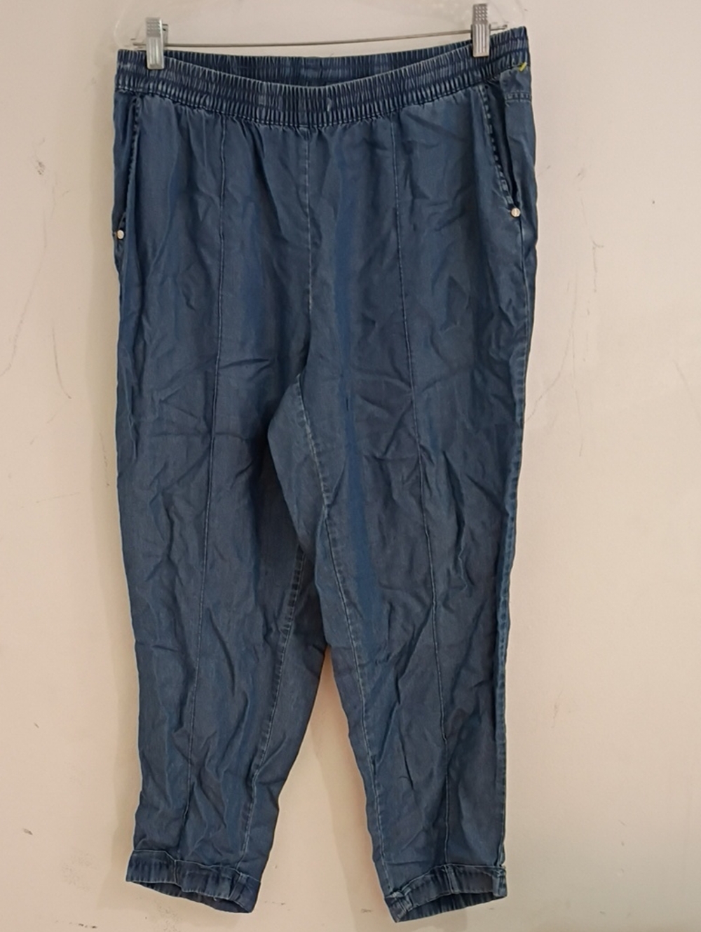 Jones New York Women's Blue Cropped Elastic-Waist Jogger Pants